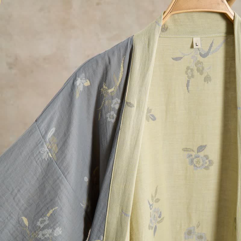 Elegante kimono in garza di cotone con stampa floreale. - image 6