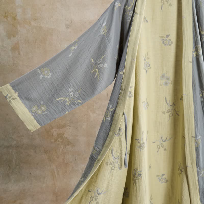Elegante kimono in garza di cotone con stampa floreale. - image 4