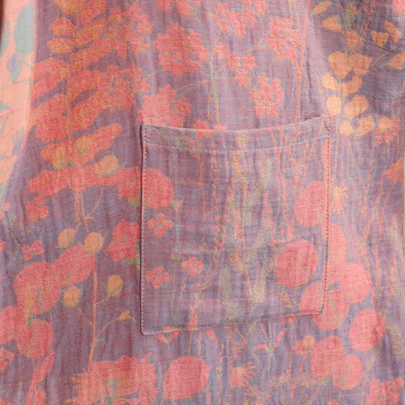 Kimono in garza di cotone con motivi botanici artistici - image 6