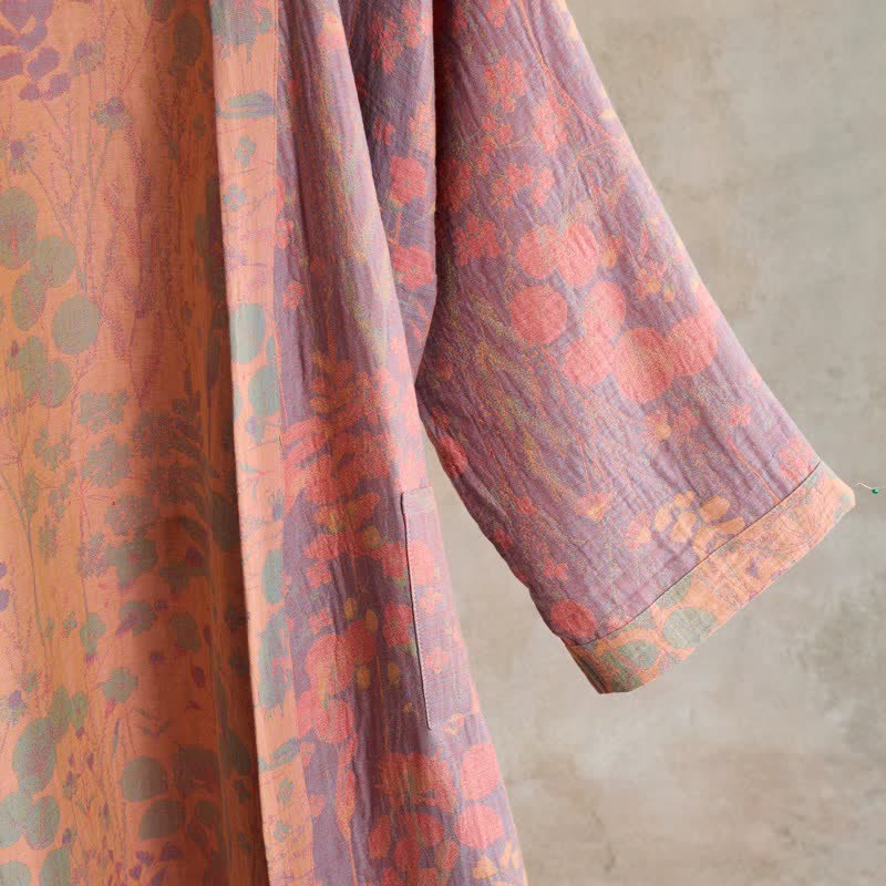 Kimono in garza di cotone con motivi botanici artistici - image 5