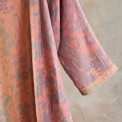 Kimono in garza di cotone con motivi botanici artistici - image 5
