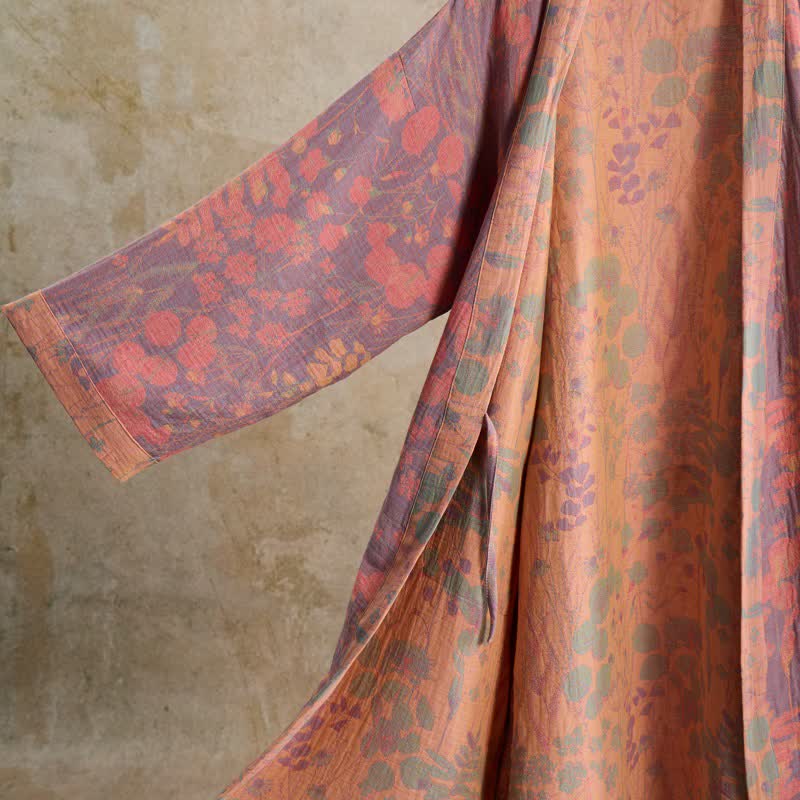 Kimono in garza di cotone con motivi botanici artistici - image 4