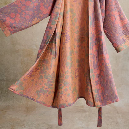 Kimono in garza di cotone con motivi botanici artistici - image 3