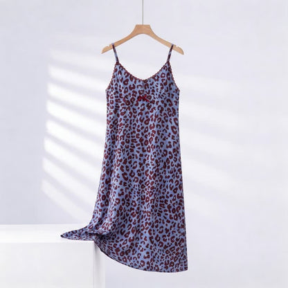 Camicia da notte con stampa leopardata e bordo in pizzo - Blu - 3XL - image 3