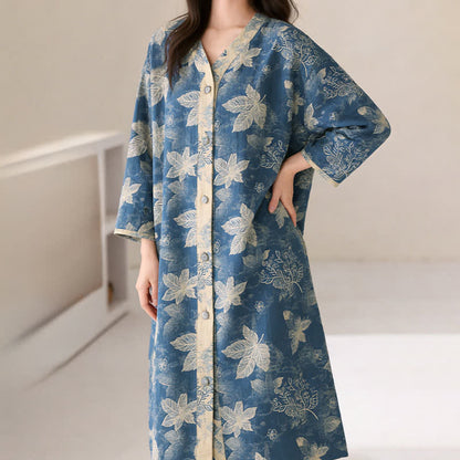 Camicia da notte in garza di cotone Blue Leaf - image 2