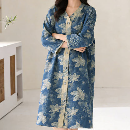 Camicia da notte in garza di cotone Blue Leaf - image 4