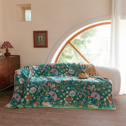 Trapunta reversibile in garza con motivo botanico in stile rustico - image 3