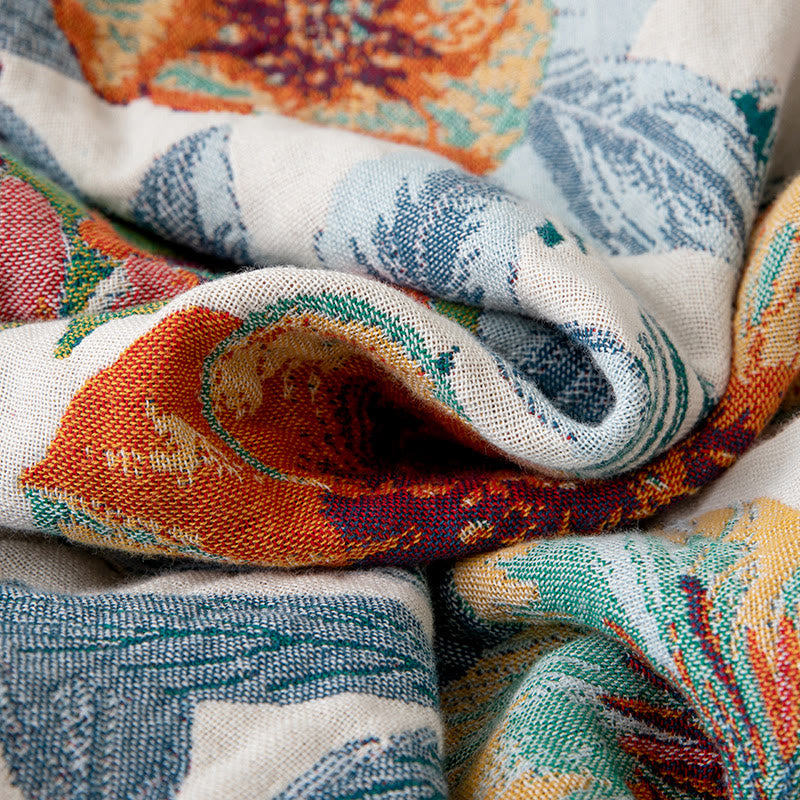 Trapunta reversibile in garza con motivo floreale tropicale vintage - image 3