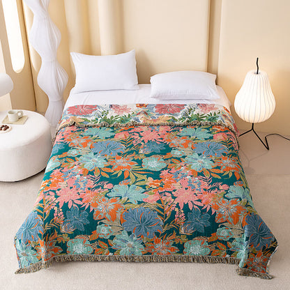 Trapunta reversibile in garza con motivo floreale tropicale vintage - image 1