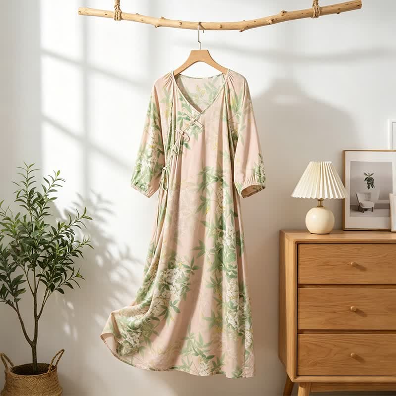 Abito da casa in cotone con stampa floreale orientale. - image 1