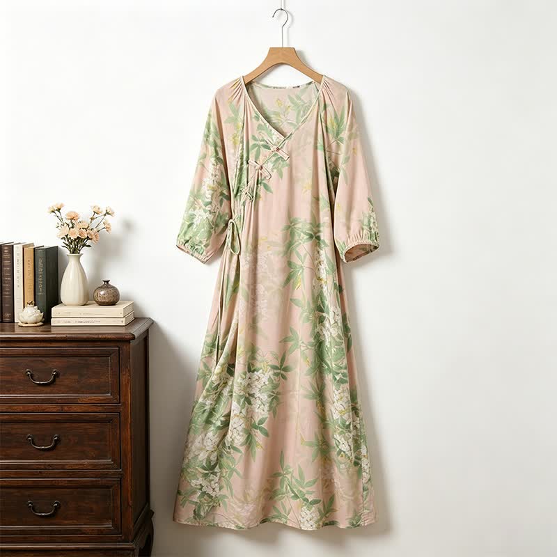 Abito da casa in cotone con stampa floreale orientale. - image 0