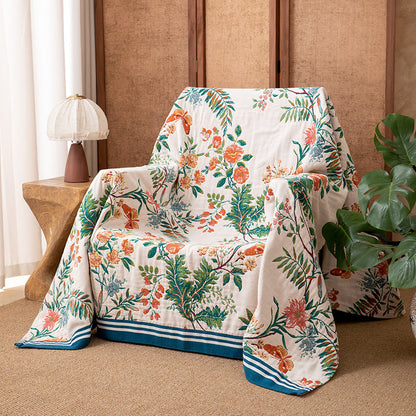 Trapunta reversibile in garza con motivo floreale vintage a vite - image 1