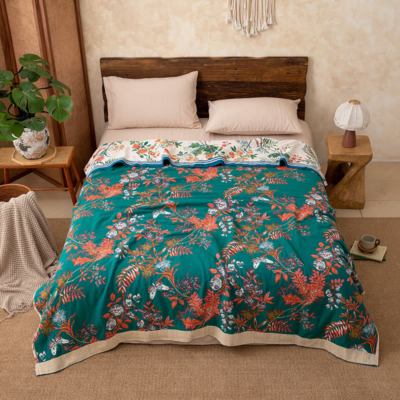 Trapunta reversibile in garza con motivo floreale vintage a vite - image 2
