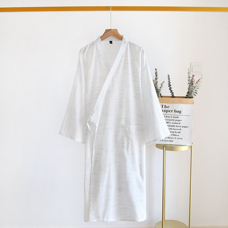 Kimono unisex in garza di cotone da casa - Bianco - XL - image 3