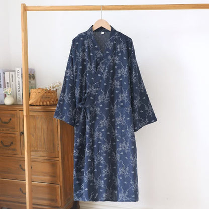 Kimono unisex in cotone con stampa floreale da casa - Marina - XL - image 13