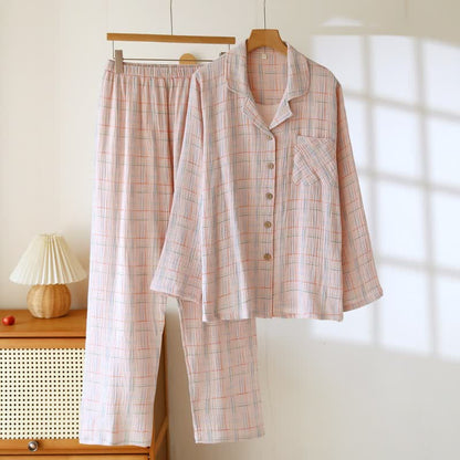 Pigiama coordinato in cotone a righe colorate - Donna: Rosa chiaro - 2XL - image 16