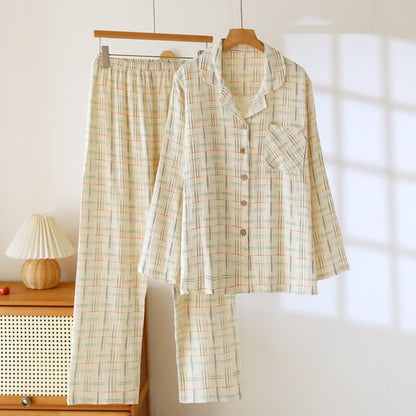 Pigiama coordinato in cotone a righe colorate - Donna: Beige - 2XL - image 8