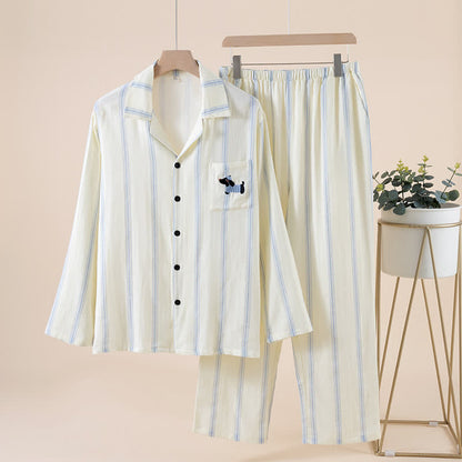 Set pigiama coordinato in cotone a righe per coppie - Beige - Maschio - 2XL - image 2