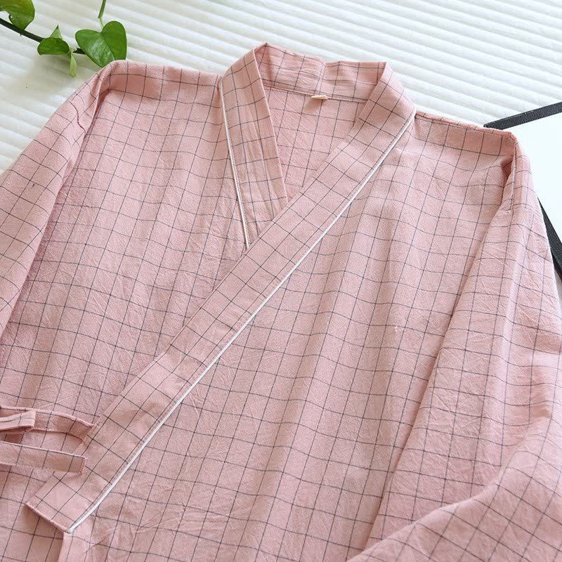 Pigiama kimono coordinato in cotone a righe per coppia - image 12