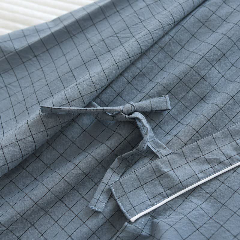 Pigiama kimono coordinato in cotone a righe per coppia - image 4