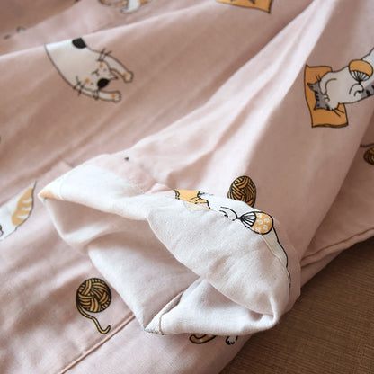 Kimono coordinati in cotone con motivo gatto per coppie - image 9
