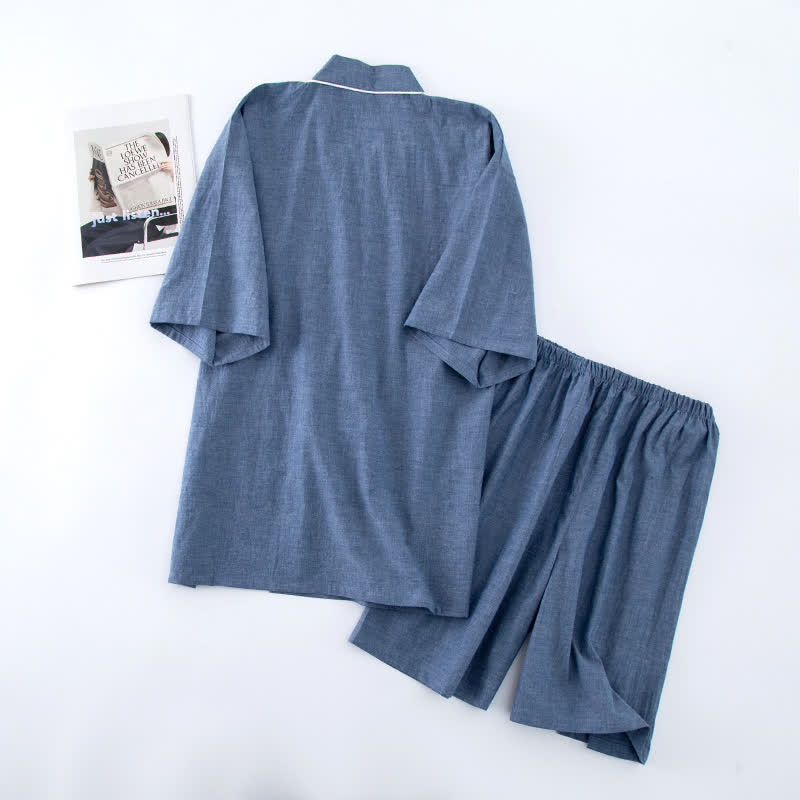 Pigiama unisex a maniche corte in cotone tinta unita - image 8