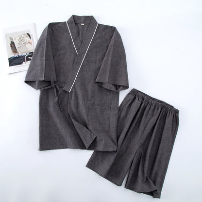 Pigiama unisex a maniche corte in cotone tinta unita - Grigio - XL - image 6
