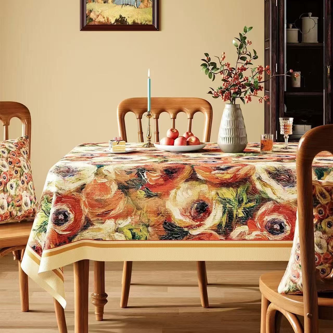 Pittura ad olio impressionista, tovaglia floreale - Multicolore - Piazza - 140cm × 140cm - image 0