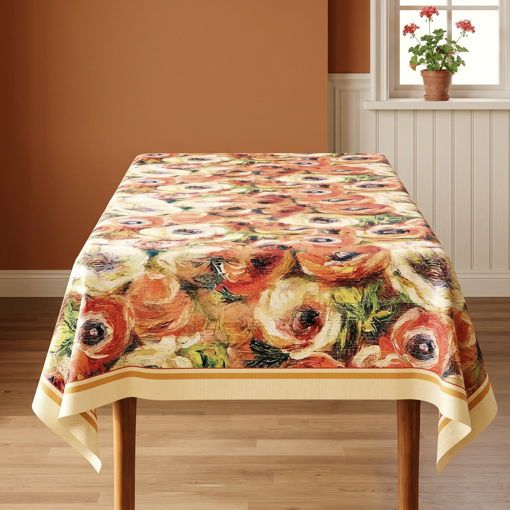Pittura ad olio impressionista, tovaglia floreale - image 1