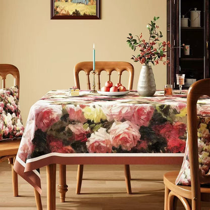 Tovaglia vintage con motivo floreale di rose e dipinti ad olio - Multicolore - Piazza - 140cm × 140cm - image 0