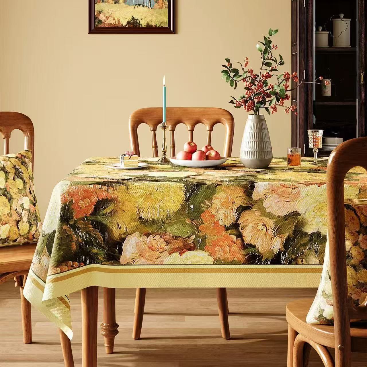 Elegante tovaglia con stampa floreale effetto dipinto. - Multicolore - Piazza - 140cm × 140cm - image 0