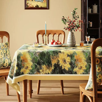 Tovaglia vintage con girasoli dipinti a mano - Multicolore - Piazza - 140cm × 140cm - image 0