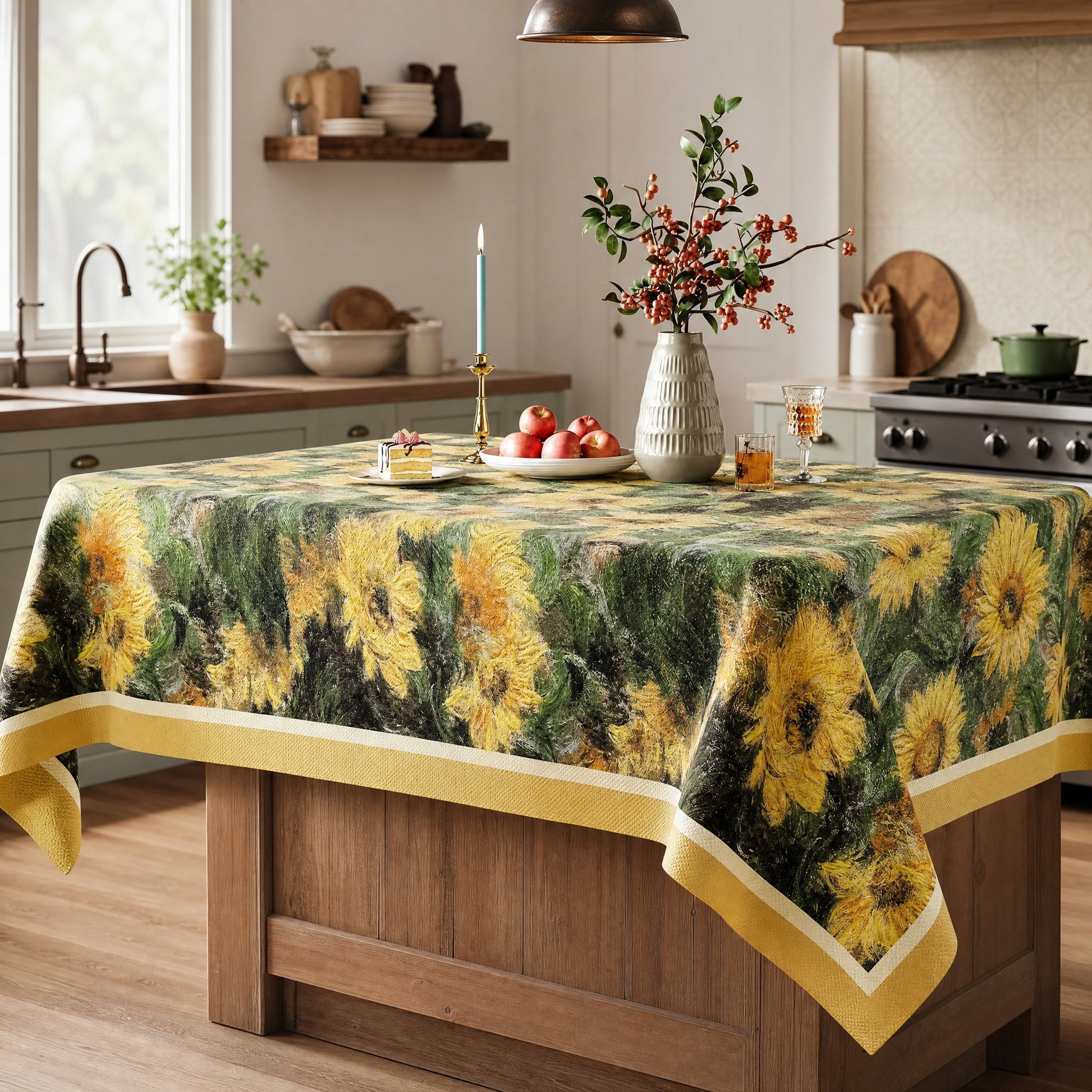 Tovaglia vintage con girasoli dipinti a mano - image 1