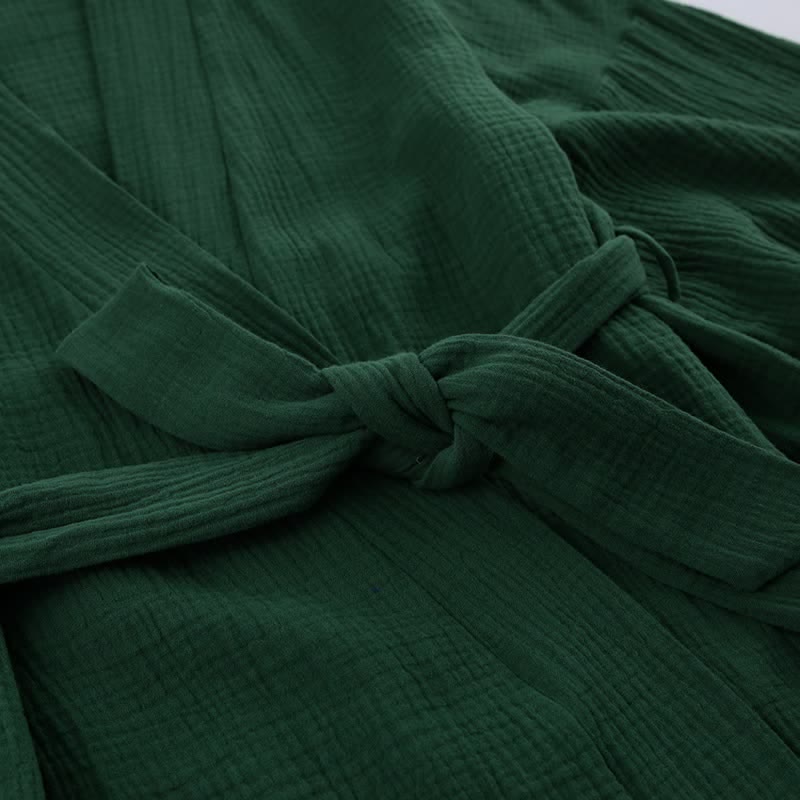 Kimono pigiama in garza di cotone a tinta unita - image 12