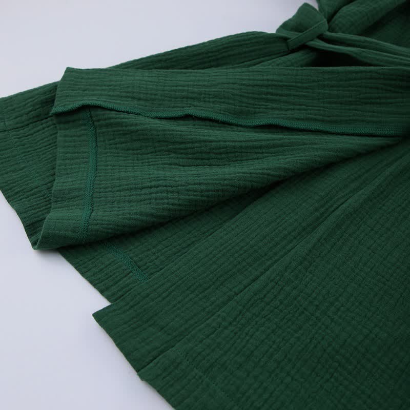 Kimono pigiama in garza di cotone a tinta unita - image 11
