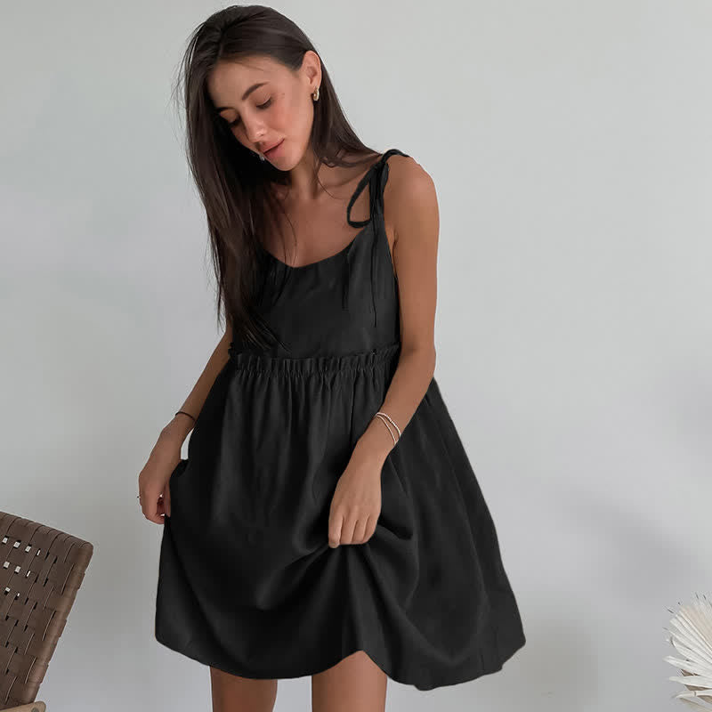 Camicia da notte casual in cotone e lino con laccetti - image 17