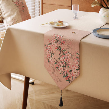 Tovaglia decorativa con motivo a fiori di melo ornamentale - Rosa - 13" × 87" - image 0