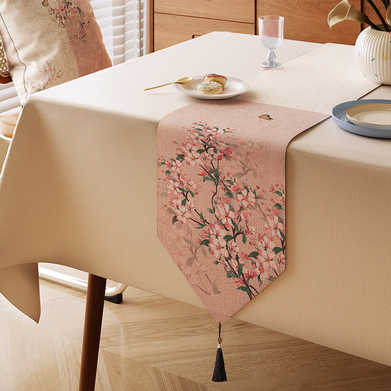 Tovaglia decorativa con motivo a fiori di melo ornamentale - Rosa - 13" × 87" - image 0