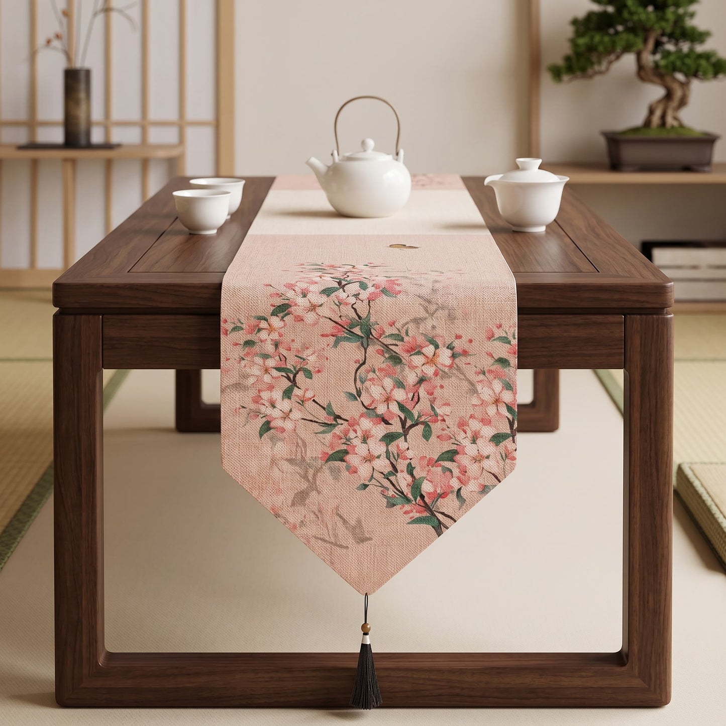 Tovaglia decorativa con motivo a fiori di melo ornamentale - image 1