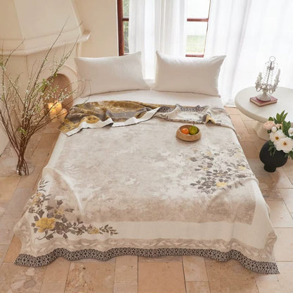 Trapunta reversibile in garza jacquard con motivo peonie orientali - Matrimoniale - image 0
