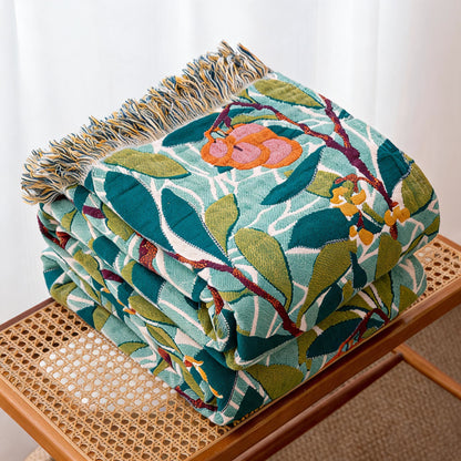 Trapunta reversibile in garza con frange e motivo botanico vintage - image 2