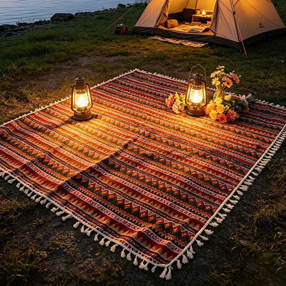 Coperta da picnic tribale in stile boho con nappe - image 3