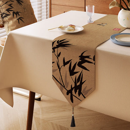 Runner da tavola con ciondolo in bambù effetto inchiostro - Marrone - 13" × 87" - image 0