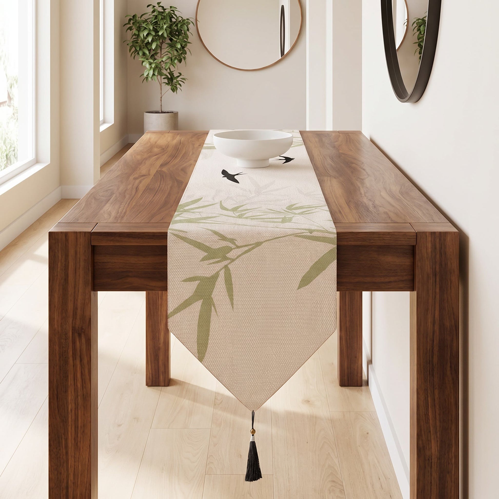 Runner da tavola Bamboo & Swallow con stampa a inchiostro - image 1
