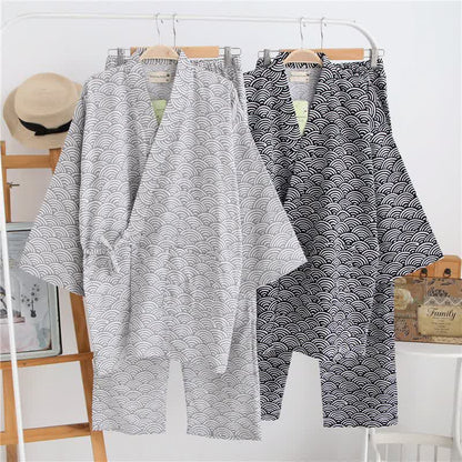 Completo da casa unisex Seigaiha con kimono in cotone. - image 0