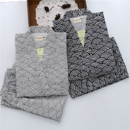 Completo da casa unisex Seigaiha con kimono in cotone. - image 1