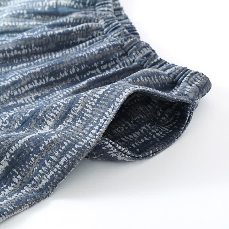 Set pigiama unisex in cotone blu con stampa artistica - image 5