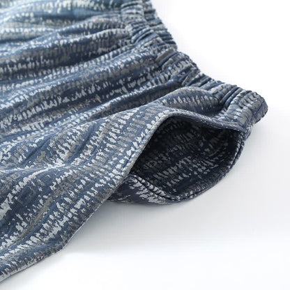 Set pigiama unisex in cotone blu con stampa artistica - image 5