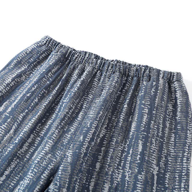 Set pigiama unisex in cotone blu con stampa artistica - image 3