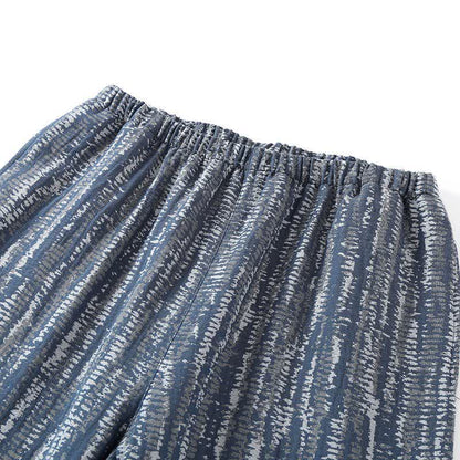 Set pigiama unisex in cotone blu con stampa artistica - image 3